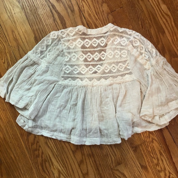 Free People crochet linen boho top - small - Picture 2 of 3